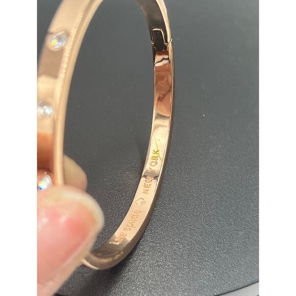 Kate Spade NY Set in Stone Metal  Crystal Hinged Bangle Bracelet - Picture 10 of 14